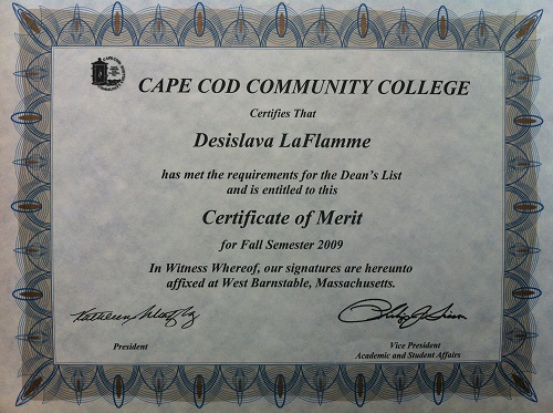 Certificate of Merit - September 2009
