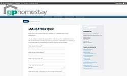 Online quiz page with customer questions and options.