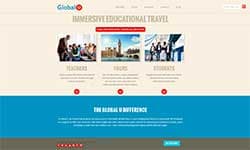 GlobalU home page with hero image and navigation.