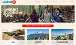 Tours listing page for GlobalU with multiple trip cards.