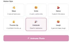 GifSpark AI greeting app showing photo upload, AI animation generation, message overlay, and downloadable animated greeting formats.