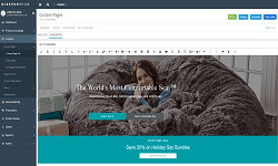 Custom page builder UI showing layout configuration and content blocks.