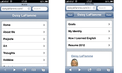 Mobile Joomla portfolio interface