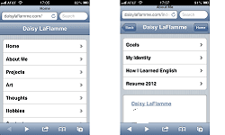 Mobile Joomla portfolio interface