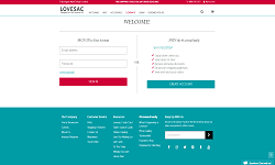 Lovesac customer sign-in page with email and password form fields.