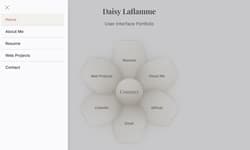 See before and after: legacy portfolio with two-flower navigation concept (before) and the updated portfolio navigation layout (after).